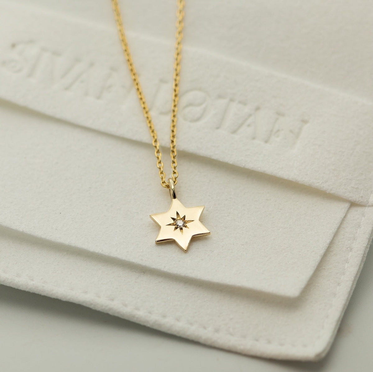 Magen David Diamond Pendant Necklace, 14K Gold Star of David Charm Necklace, Jeweish Star Of David, Magen David Jewelry