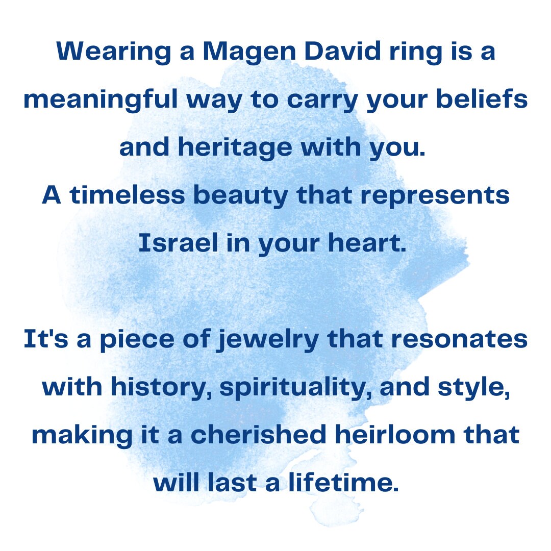 Magen David Ring, 14K Gold ring with Blue sapphire gemstones, Star of David Ring in Gold
