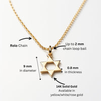 Magen David Pendant Necklace, 14K Gold Star of David Necklace, Jeweish Star Of David, Magen David Jewelry