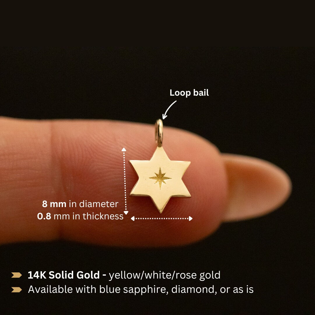 Yahweh Magen David Pendant, 14K Gold Star of David, Jehovah Necklace, Star Of David with Hebrew יהוה Engraving YHWH Pendant Yahua Jewish God