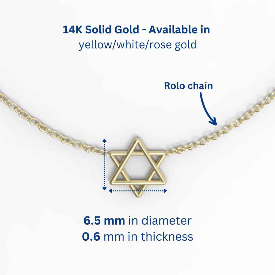 Magen David Charm Necklace, 14K Gold Star of David Necklace, Jeweish Star Of David, Magen David Jewelry, Delicate pendant Necklace