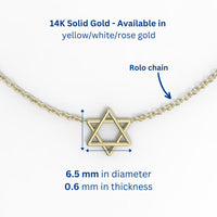 Magen David Charm Necklace, 14K Gold Star of David Necklace, Jeweish Star Of David, Magen David Jewelry, Delicate pendant Necklace