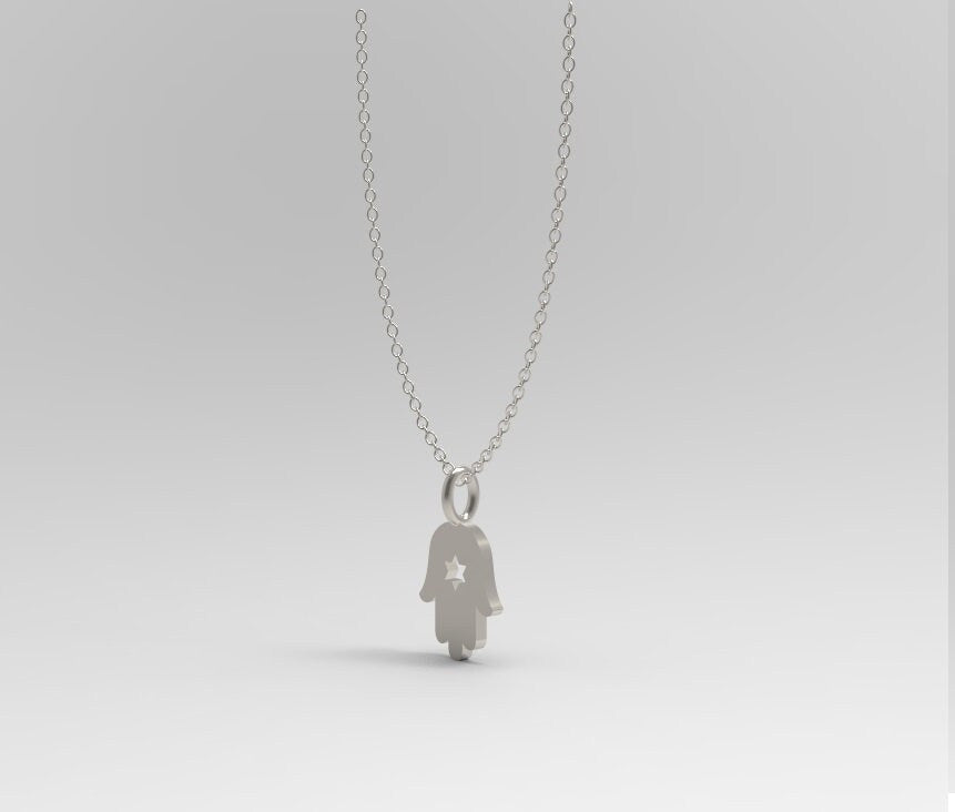 Hamsa Made of Israel Hamsa Pendant Necklace, 14k Gold Hamsa Pendant with Magen David, Hamsa Necklace Star of David, Gold Hamsa Pendant Charm