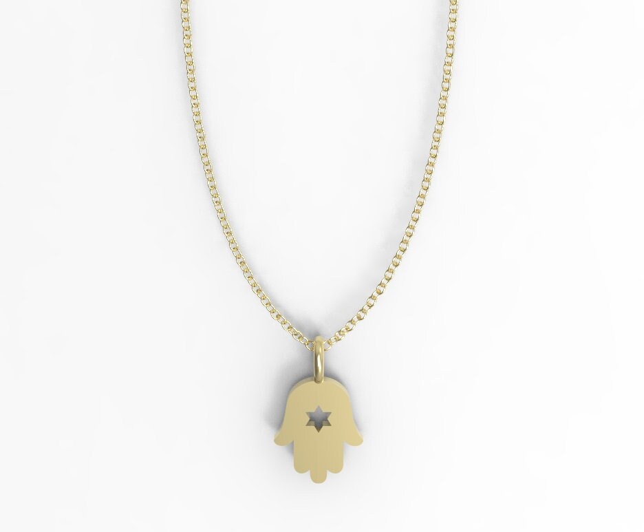 Hamsa Made of Israel Hamsa Pendant Necklace, 14k Gold Hamsa Pendant with Magen David, Hamsa Necklace Star of David, Gold Hamsa Pendant Charm