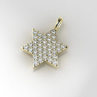 Magen David Diamond Necklace, 14K Gold Star of David Pendant Necklace with Diamonds, Jewish Diamond Star Of David Necklace