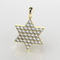 Magen David Diamond Necklace, 14K Gold Star of David Pendant Necklace with Diamonds, Jewish Diamond Star Of David Necklace