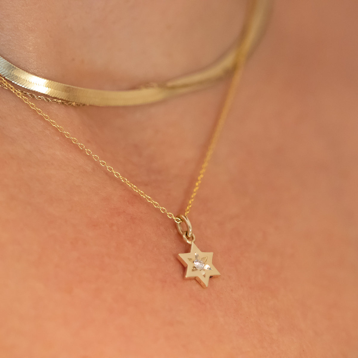 Star of David Diamond Necklace, 14 K White Gold Star of David Diamond Pendant, Jewish Star Of David for Women, Magen David Diamond Charm