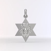Star of David Lion Neckace For Men, Israel Lion Star of David Pendant, 14K Gold Magen David Necklace For Men, Israel Lion, Made In Israel