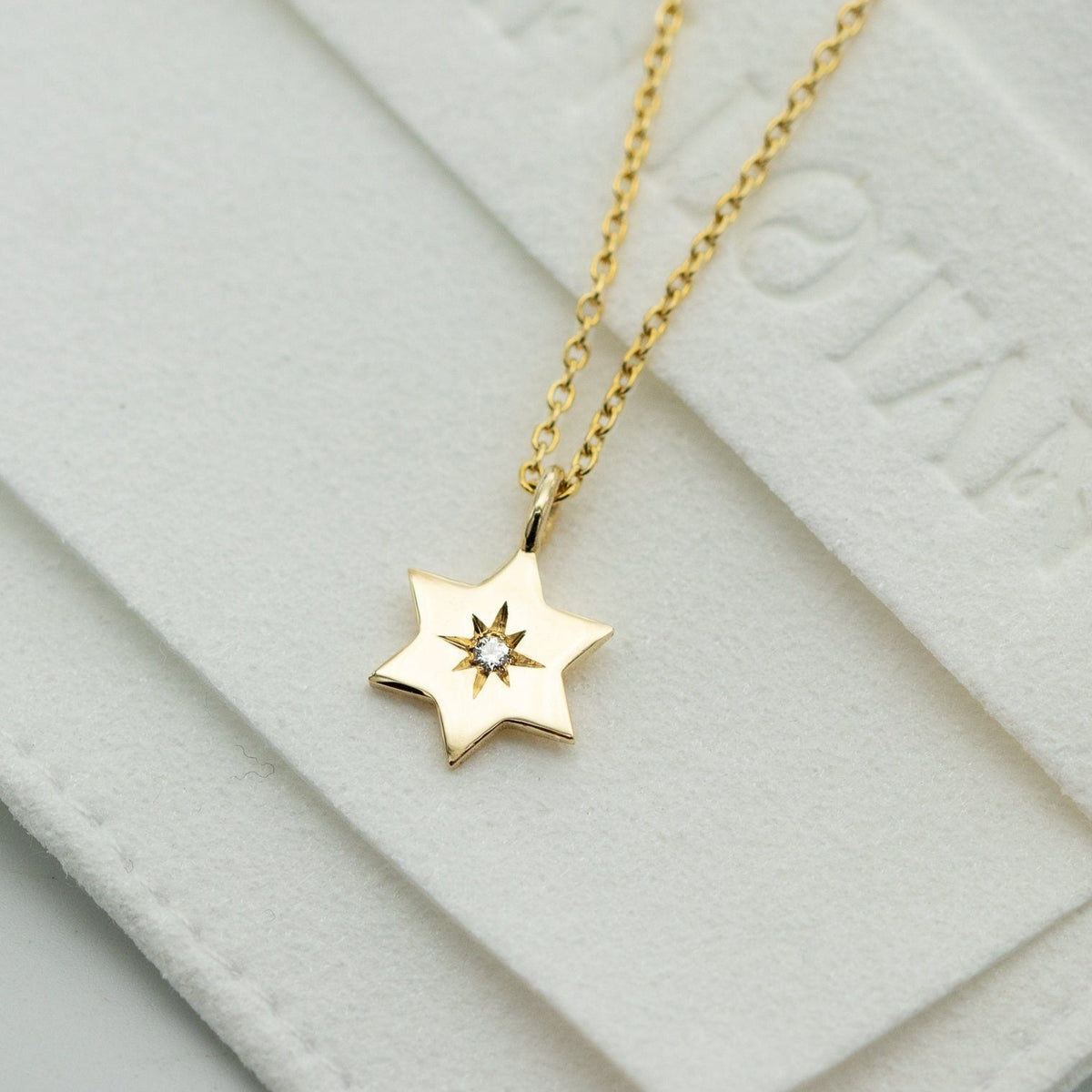 Magen David Diamond Pendant Necklace, 14K Gold Star of David Charm Necklace, Jeweish Star Of David, Magen David Jewelry