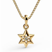 Star of David Diamond Necklace, 14 K Gold Star of David Diamond Pendant, Jeweish Star Of David for Women, Magen David Diamond Gold Charm