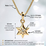 Star of David Diamond Necklace, 14 K Gold Star of David Diamond Pendant, Jeweish Star Of David for Women, Magen David Diamond Gold Charm