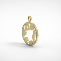 Israel Amulet, Israeli Symbols Pendant Necklace, 14k Gold Diamond Pendant Necklace with Magen David, Hamsa, Chai, Israel Map, Charm Pendant