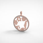 Israel Amulet, Israeli Symbols Pendant Necklace, 14k Gold Diamond Pendant Necklace with Magen David, Hamsa, Chai, Israel Map, Charm Pendant