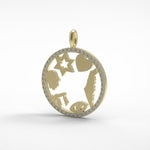 Israel Amulet, Israeli Symbols Pendant Necklace, 14k Gold Diamond Pendant Necklace with Magen David, Hamsa, Chai, Israel Map, Charm Pendant