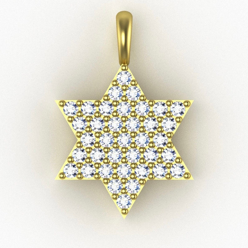 Magen David Diamond Necklace, 14K Gold Star of David Pendant Necklace with Diamonds, Jewish Diamond Star Of David Necklace