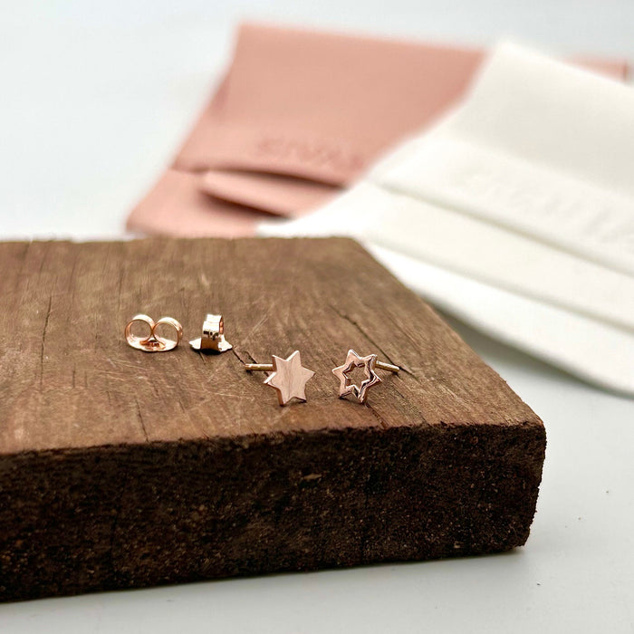 Magen David Stud Earrings, 14K Gold Star of David Earrings, Tiny Star Earrings