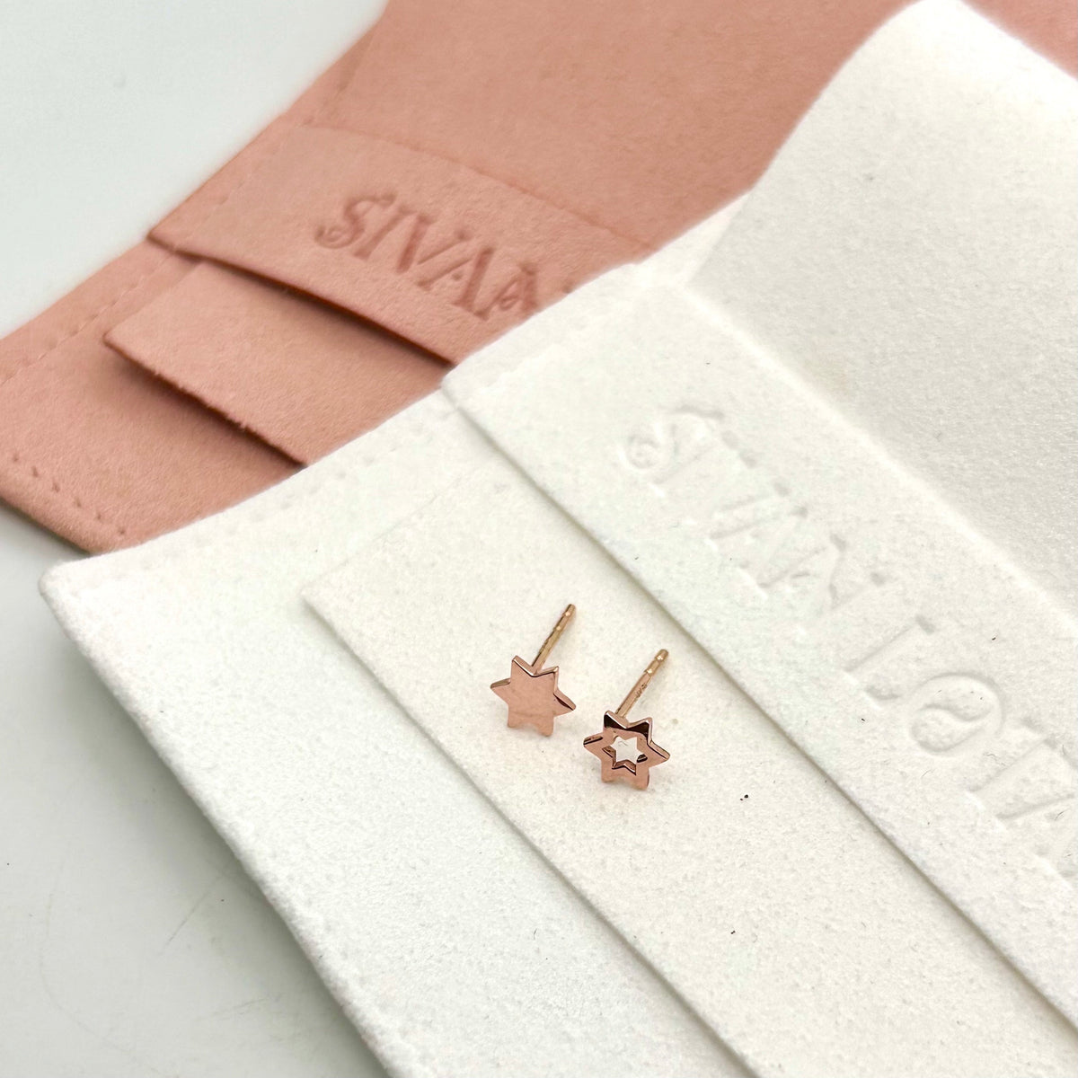 Magen David Stud Earrings, 14K Gold Star of David Earrings, Tiny Star Earrings