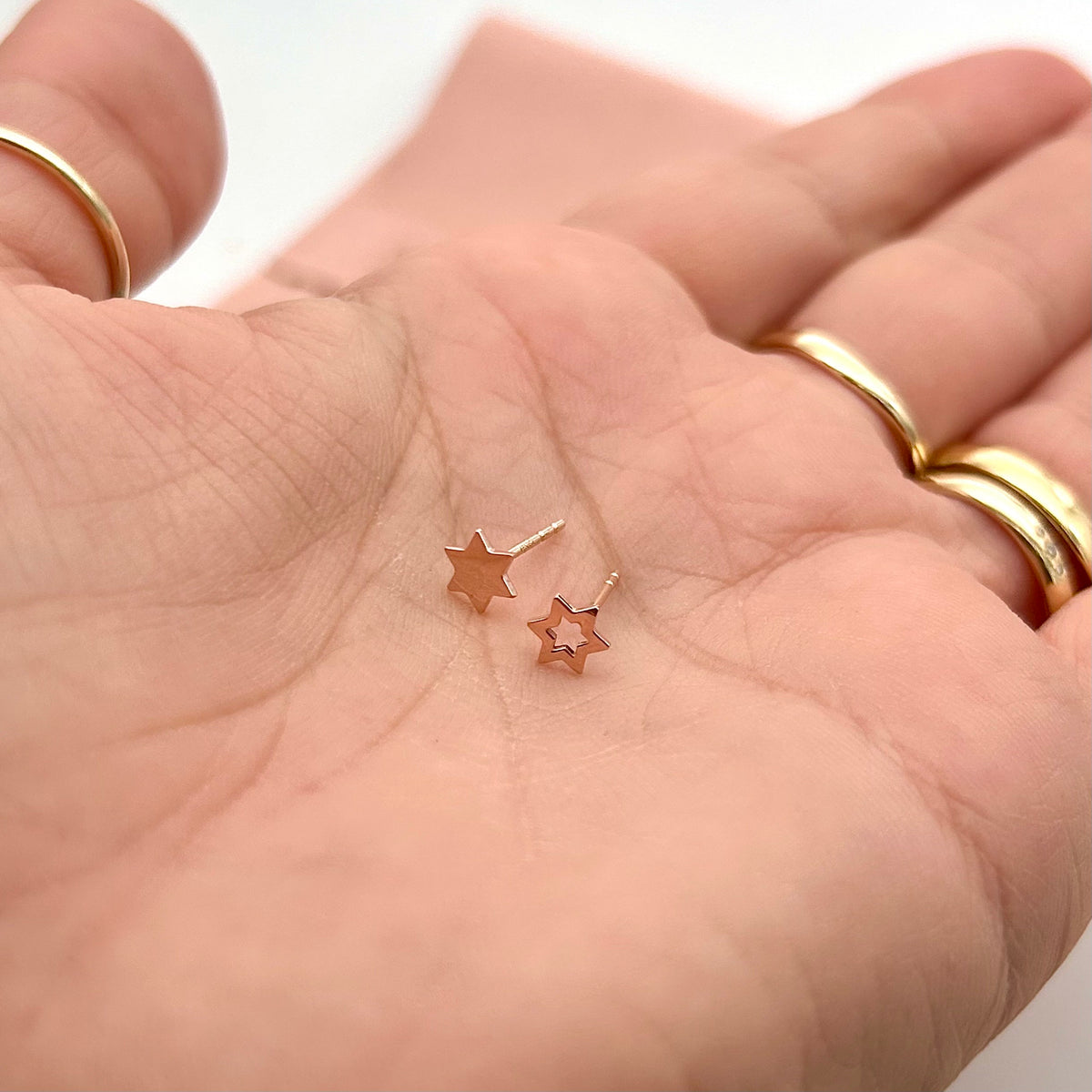 Magen David Stud Earrings, 14K Gold Star of David Earrings, Tiny Star Earrings