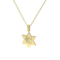 Star of David Lion Neckace For Men, Israel Lion Star of David Pendant, 14K Gold Magen David Necklace For Men, Israel Lion, Made In Israel