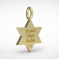 Magen David Name Pendant Necklace with diamond, 14K Gold Star of David Name Pendant, Jewish Star Of David with Personalized Engaving
