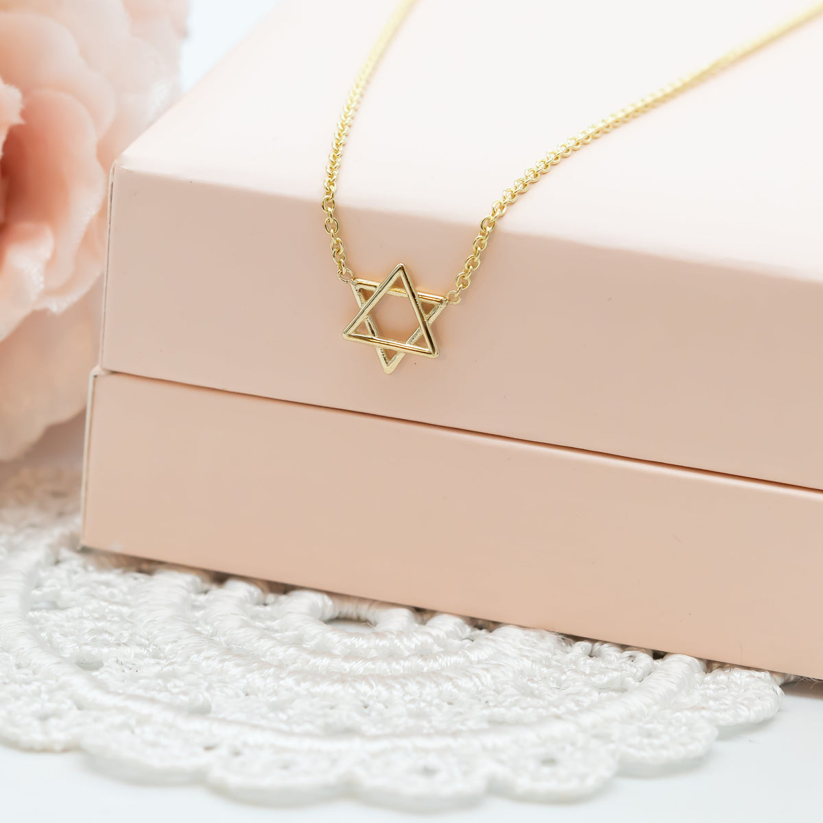 Magen David Charm Necklace, 14K Gold Star of David Necklace, Jeweish Star Of David, Magen David Jewelry, Delicate pendant Necklace