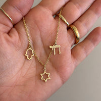 Charm Necklace, Magen David, Hamsa, Chai, Charms Necklace, Israeli Charms Necklace, Israeli Jewelry