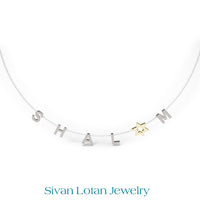 SHALOM Necklace, Letter Necklace with Magen David, 14K Gold Letter Necklace, Israeli Necklace, Star of David Shalom peace Neckalce