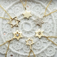 Magen David Diamond Necklace, 14K Gold Star of David Pendant Necklace with Diamonds, Jewish Diamond Star Of David Necklace