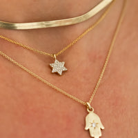 Magen David Diamond Necklace, 14K Gold Star of David Pendant Necklace with Diamonds, Jewish Diamond Star Of David Necklace