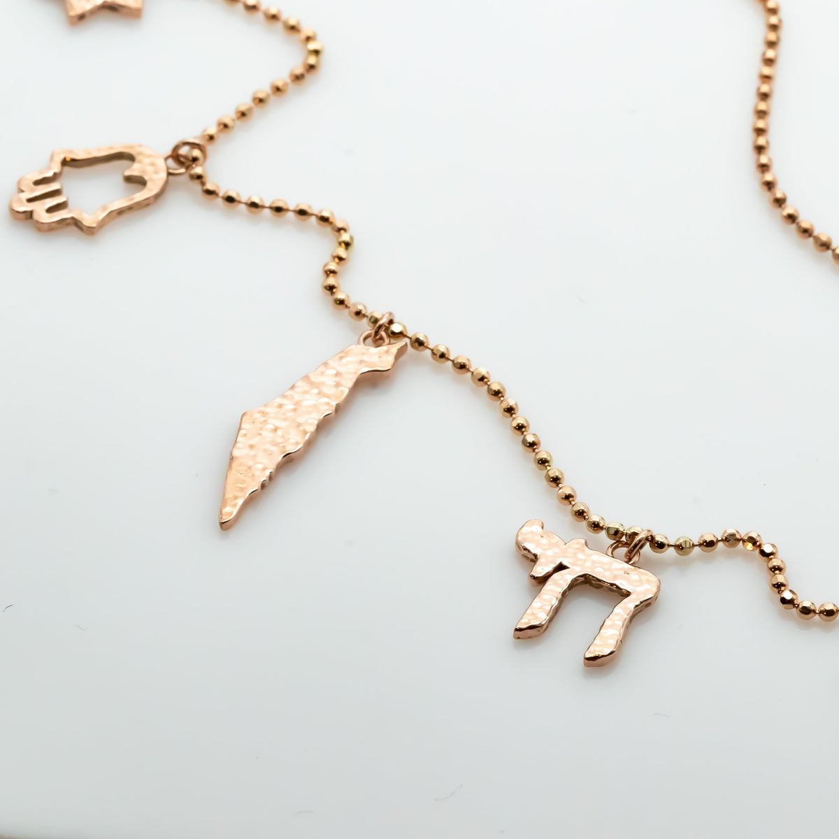 Israel Necklace, 14K Gold Charms Necklace, Israeli Charms Necklace, Map of Israel Necklace, Magen David, Hamsa, Chai, Israeli Jewelry