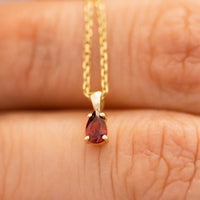 Tiny Charm Pendant Necklace, Pear Garnet Charm, January Birthstone, 14K Gold Garnet Pendant Necklace, Valentines Day Gift