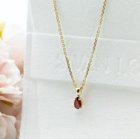 Tiny Charm Pendant Necklace, Pear Garnet Charm, January Birthstone, 14K Gold Garnet Pendant Necklace, Valentines Day Gift