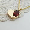 Ready To Ship - Garnet Heart Pendant Necklace, January Birthstone, Gemstone Heart Necklace, 14K Gold Pendant, Personalized Initial Engraving