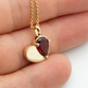 Ready To Ship - Garnet Heart Pendant Necklace, January Birthstone, Gemstone Heart Necklace, 14K Gold Pendant, Personalized Initial Engraving