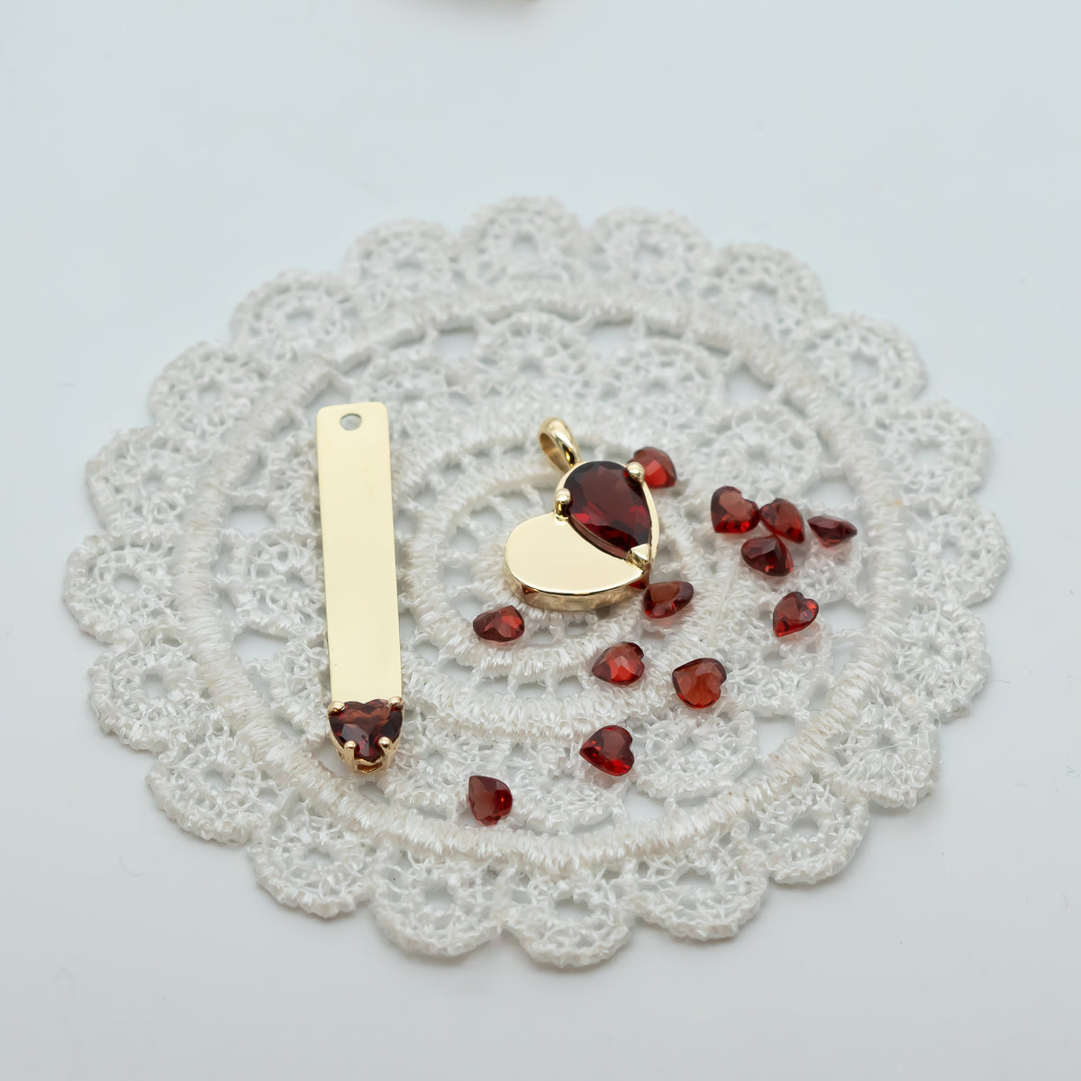 Ready To Ship - 14K Gold Gold Plate Pendant Necklace with Garnet Heart Gemstone, January Birthstone, Gold Pendant, Personalized Engraving