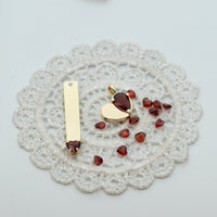 Ready To Ship - 14K Gold Gold Plate Pendant Necklace with Garnet Heart Gemstone, January Birthstone, Gold Pendant, Personalized Engraving
