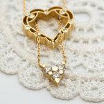 Diamond Heart Pendant Necklace, Unique Vintage Inspired Diamond Heart Pendant Necklace