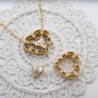 Diamond Heart Pendant Necklace, Unique Vintage Inspired Diamond Heart Pendant Necklace