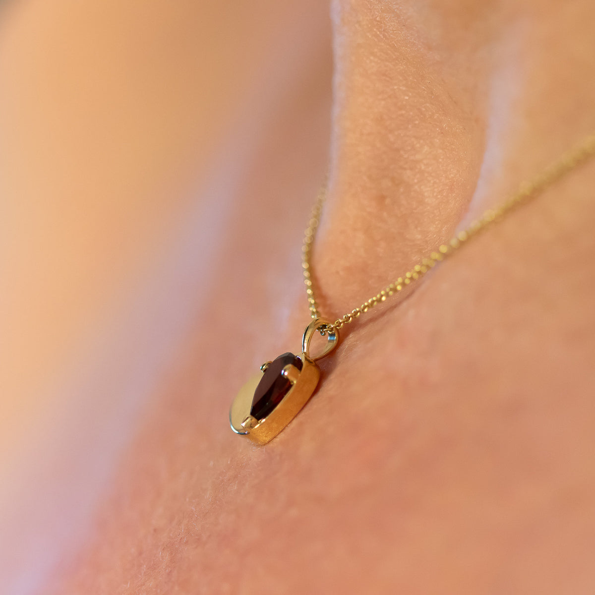 Ready To Ship - Garnet Heart Pendant Necklace, January Birthstone, Gemstone Heart Necklace, 14K Gold Pendant, Personalized Initial Engraving