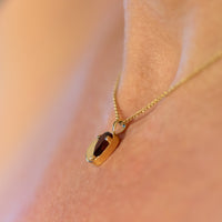 Ready To Ship - Garnet Heart Pendant Necklace, January Birthstone, Gemstone Heart Necklace, 14K Gold Pendant, Personalized Initial Engraving