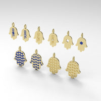 Gold Hamsa Earrings, Jewish Star of David Hamsa Dangle Earrings, 14K Gold Hamsa Dangle Earrings, Blue Star, White Gold Hamsa Earrings