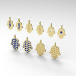 Hamsa Made in Israel Hamsa Pendant Necklace, 14k Gold Hamsa Pendant, Blue Enamel Magen David, Blue and White Hamsa Necklace Star of David