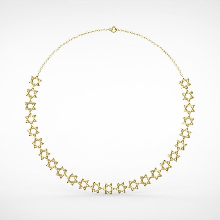 Star of David Necklace, Unique 14K Gold Rounded Stars Necklace, Jewish Star Of David Necklace, Magen David Jewelry