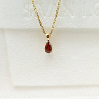 Tiny Charm Pendant Necklace, Pear Garnet Charm, January Birthstone, 14K Gold Garnet Pendant Necklace, Valentines Day Gift