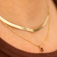 Tiny Charm Pendant Necklace, Pear Garnet Charm, January Birthstone, 14K Gold Garnet Pendant Necklace, Valentines Day Gift