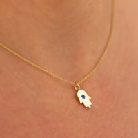 Hamsa Star of David Pendant Necklace Made in Israel, 14k Gold Hamsa Pendant, Blue Star of David Hand Chain, Magen David Necklace from Israel