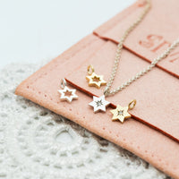 Tiny Star of David Charm, Magen David Charm, 14K Gold Star of David Diamond Charm for Necklace or Hoop Earrings, Jeweish Star Of David