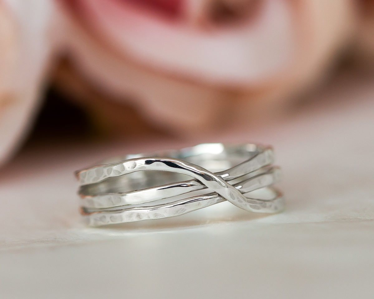 Hammered Infinity Gold Ring