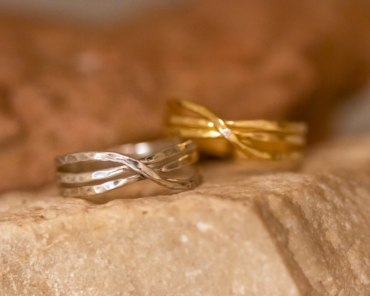 Hammered Infinity Gold Ring