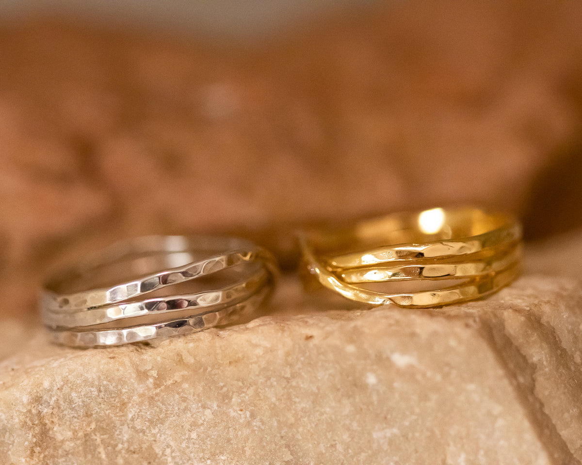 Hammered Infinity Gold Ring